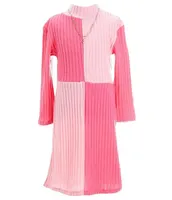 Rare Editions Big Girls 7-16 Long Sleeve Color Block Sweater-Knit Sheath Dress