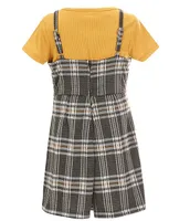 Rare Editions Big Girls 7-16 Sleeveless Menswear-Plaid Jumper Dress & Short Sleeve Solid Tee Set