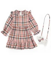 Rare Editions Little Girls 2T-6X Long Sleeve Plaid Fit And Flare Dress