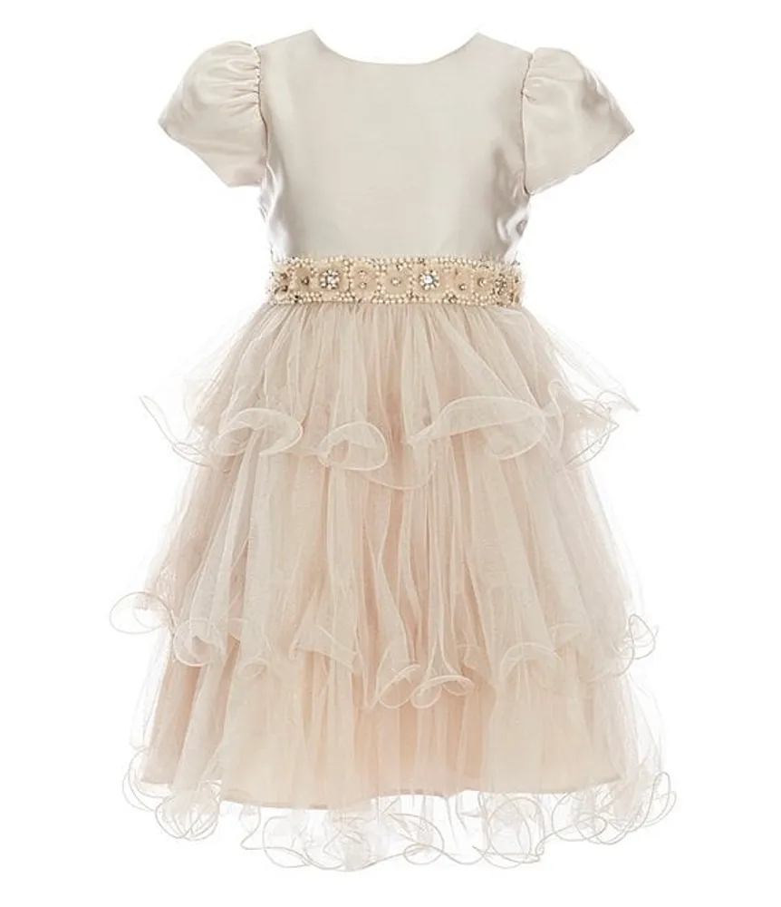 Rare Editions Little Girls 2T-6X Mikado/Tulle Wire-Hem Fit-And-Flare Dress