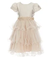 Rare Editions Little Girls 2T-6X Mikado/Tulle Wire-Hem Fit-And-Flare Dress