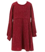 Rare Editions Little Girls 2T-6X Sleeveless Faux-Fur Vest & Long Sleeve Metallic A-Line Dress