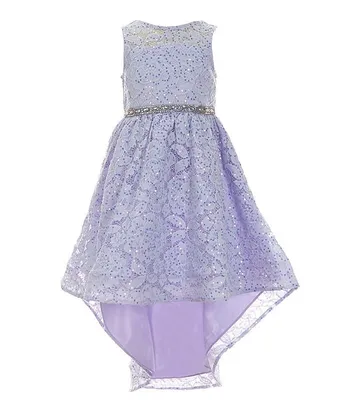 Rare Editions Little Girls 2T-6X Sleeveless Sequin-Embellished Lace High-Low-Hem Ballgown