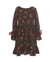 Rare Editions Little Girls 2T-6X Sleeveless Solid Sweater Knit Vest & Floral-Printed Fit And Flare Dress Set