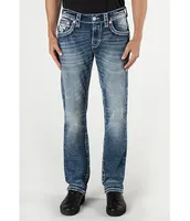 Rock Revival Aurelio Straight-Leg Fleur-De-Lis Pocket Jeans