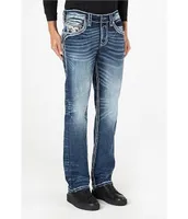 Rock Revival Straight Leg Fleur-De-Lis Denim Jeans