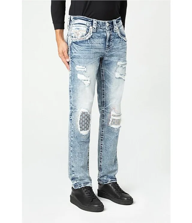 Rock Revival Kaycee Straight-Leg Star Stitched Pocket Demin Jeans