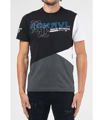 Rock Revival Short Sleeve Color Block Foiled Print Logo T-Shirt