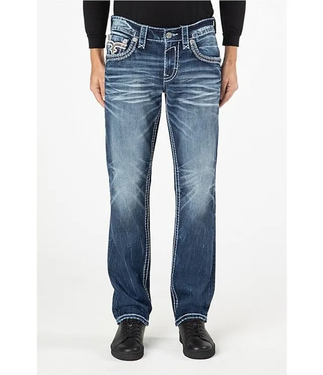 Rock Revival Meyrick Straight-Leg Fleur-De-Lis-Embroidered Denim Jeans |  Dillard's