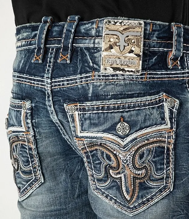 Rock Revival Meyrick Straight-Leg Fleur-De-Lis-Embroidered Denim Jeans |  Dillard's