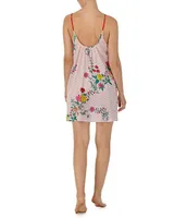 Room Service Satin Scalloped Floral Sleeveless V-Neck Short Chemise