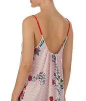 Room Service Satin Scalloped Floral Sleeveless V-Neck Short Chemise