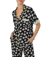 Room Service Short Sleeve Notch Collar Coordinating Pajama Set