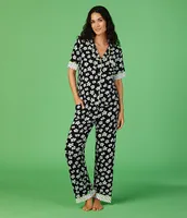 Room Service Short Sleeve Notch Collar Coordinating Pajama Set