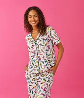 Room Service Short Sleeve Notch Collar Knit Dance It Off Pajama Set