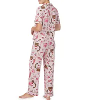 Room Service Short Sleeve Notch Collar Knit Nighttime Sweets Pajama Set
