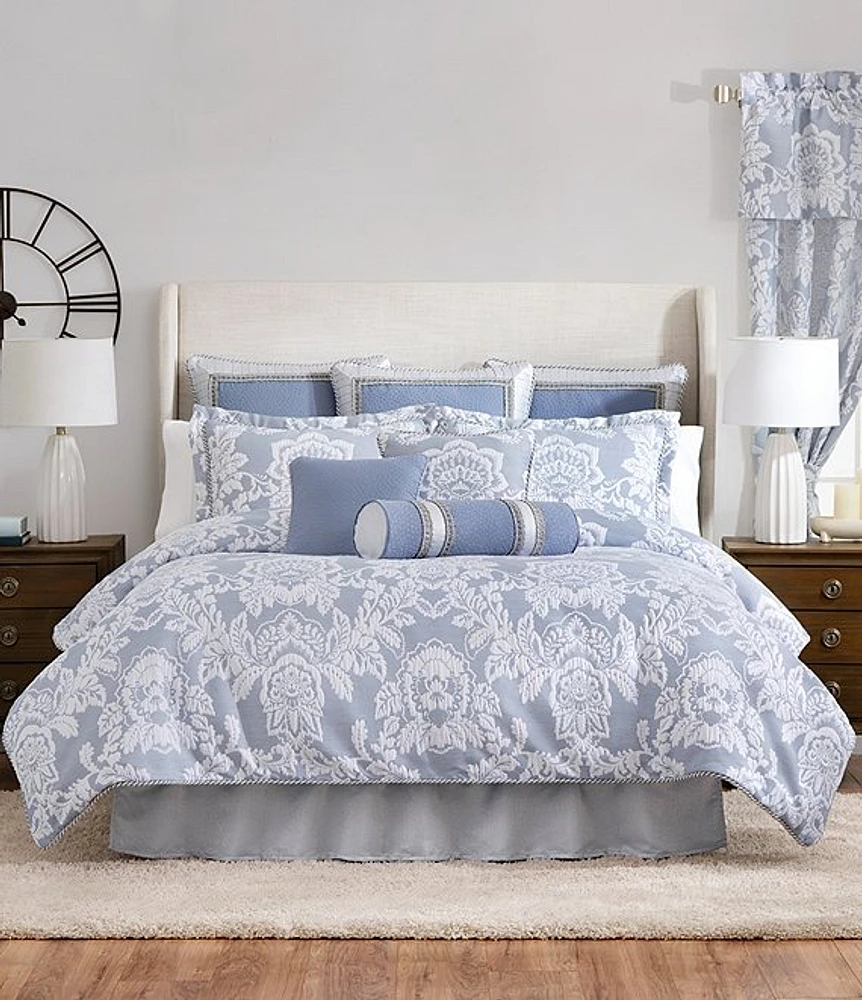 Rose Tree Woven Damask Floral Print Comforter Set