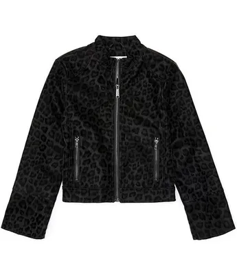 Sam Edelman Big Girls 7-16 Long Sleeve Cheetah Printed Coated Leather Jacket