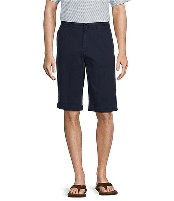 Roundtree & Yorke Casuals Classic Fit Flat Front Washed 13#double; Chino Shorts