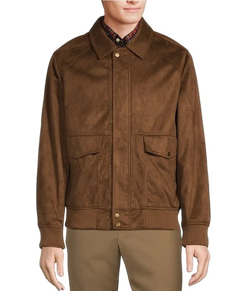 Roundtree & Yorke Button Front Suede Bomber Jacket