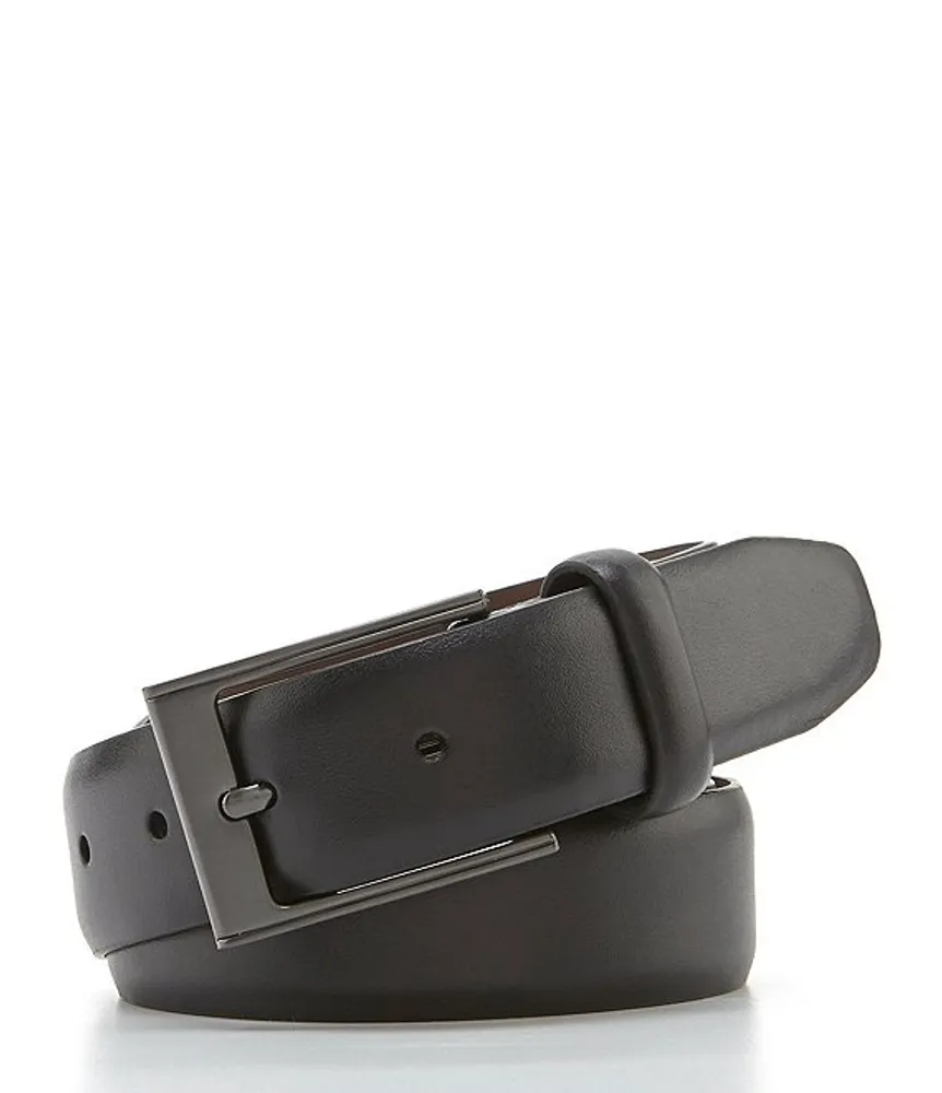 Roundtree & Yorke Gunmetal Leather Dress Belt