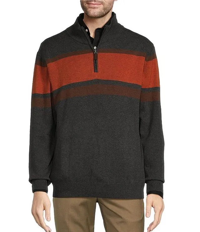 Roundtree & Yorke Long Sleeve Solid Reversible Quarter-Zip Pullover