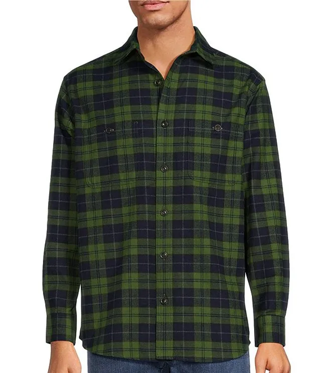 Roundtree & Yorke Long Sleeve Medium Plaid Flannel Sport Cotton Shirt