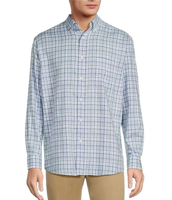 Roundtree & Yorke Long Sleeve Plaid Twill Sport Shirt