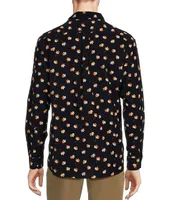 Roundtree & Yorke Long Sleeve Leaf Print Corduroy Sport Shirt