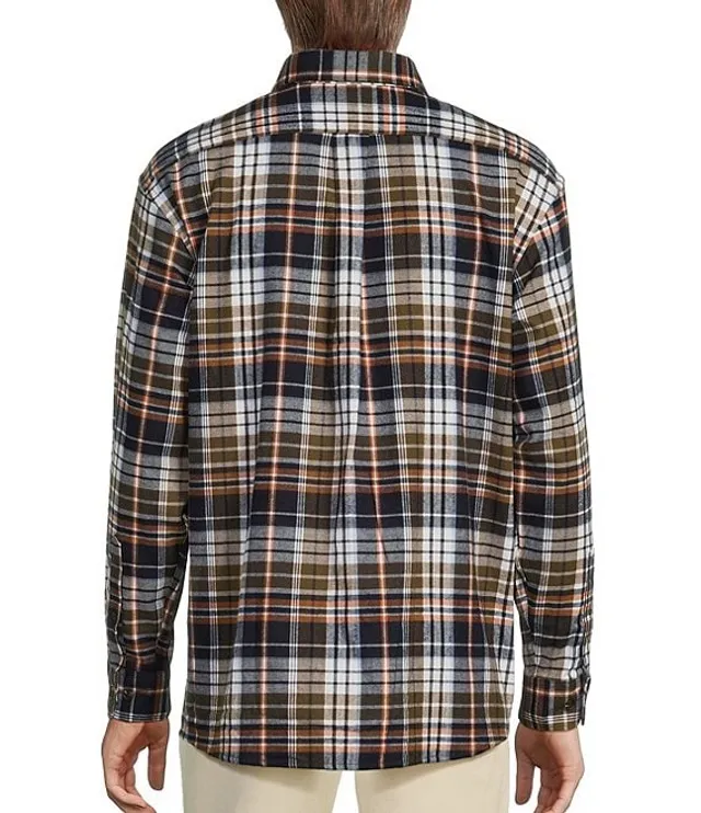 Roundtree & Yorke Long Sleeve Allover Plaid Portuguese Flannel Sport Shirt