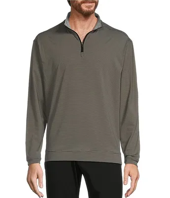 Roundtree & Yorke Long Sleeve Performance Quarter-Zip Striped Pullover
