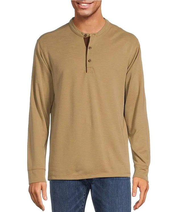 Roundtree & Yorke Long-Sleeve Polynosic Solid Henley Shirt