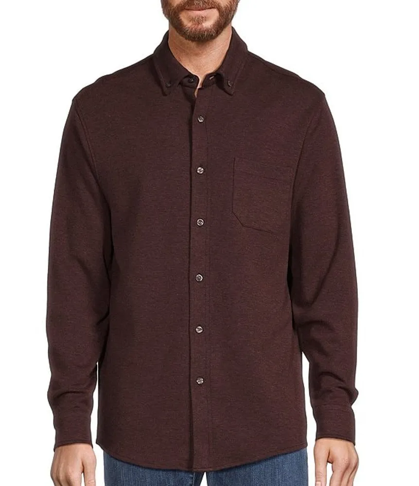 Roundtree & Yorke Long Sleeve Solid Coatfront Shirt