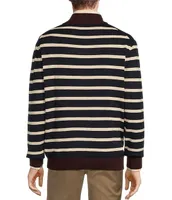 Roundtree & Yorke Long Sleeve Stripe Quarter Zip Sweater