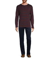 Roundtree & Yorke Long Sleeve Stripe Supima Crew Pullover