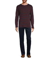 Roundtree & Yorke Long Sleeve Stripe Supima Crew Pullover