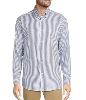 Roundtree & Yorke Long Sleeve Striped Twill Sport Shirt