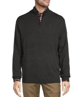 Roundtree & Yorke Mock Neck Long Sleeve Solid Quarter Zip Pullover