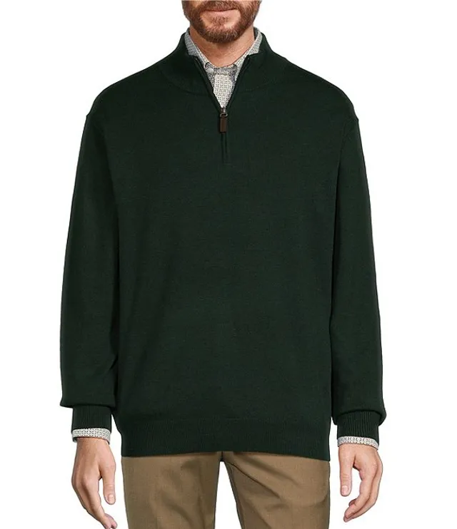 Roundtree & Yorke Long Sleeve Solid Reversible Quarter-Zip Pullover