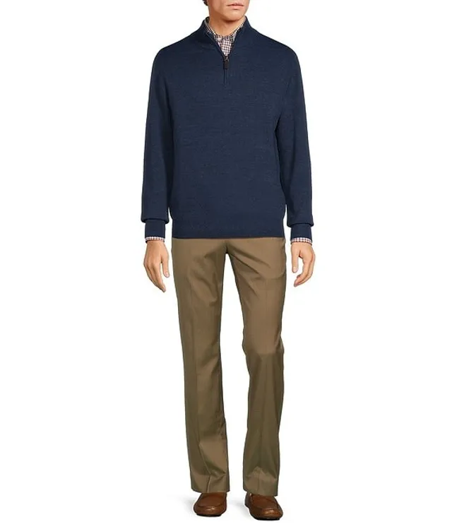 Roundtree & Yorke Mock Neck Long Sleeve Solid Quarter Zip Pullover