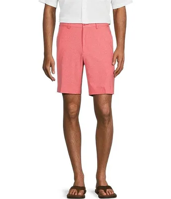 Roundtree & Yorke Comfort Stretch Performance Flat Front Back Elastic Striped 9#double; Inseam Chino Shorts