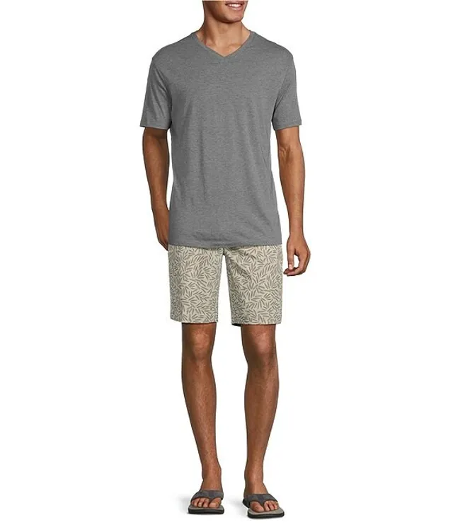 Roundtree & Yorke Performance Flat Front Texture Comfort Stretch Solid  9#double; Inseam Shorts