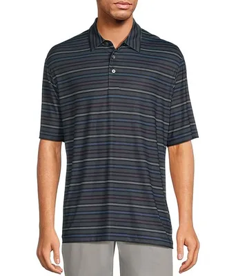 Roundtree & Yorke Performance Short Sleeve Birdseye Stripe Polo Shirt