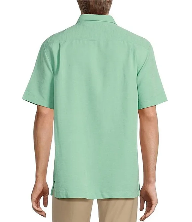 Roundtree & Yorke Short Sleeve Solid Jacquard Sport Shirt