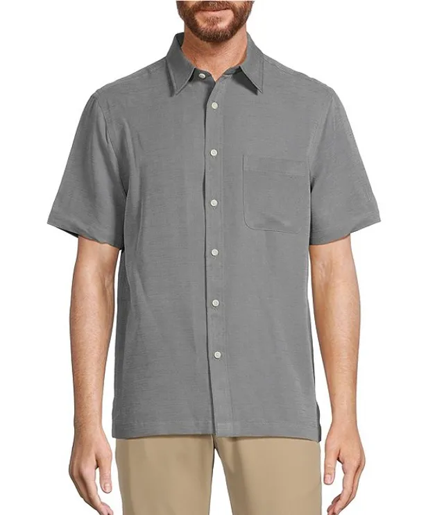 Roundtree & Yorke Short Sleeve Solid Jacquard Sport Shirt