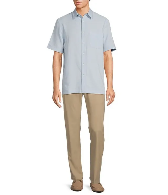 Roundtree & Yorke Short Sleeve Solid Jacquard Sport Shirt