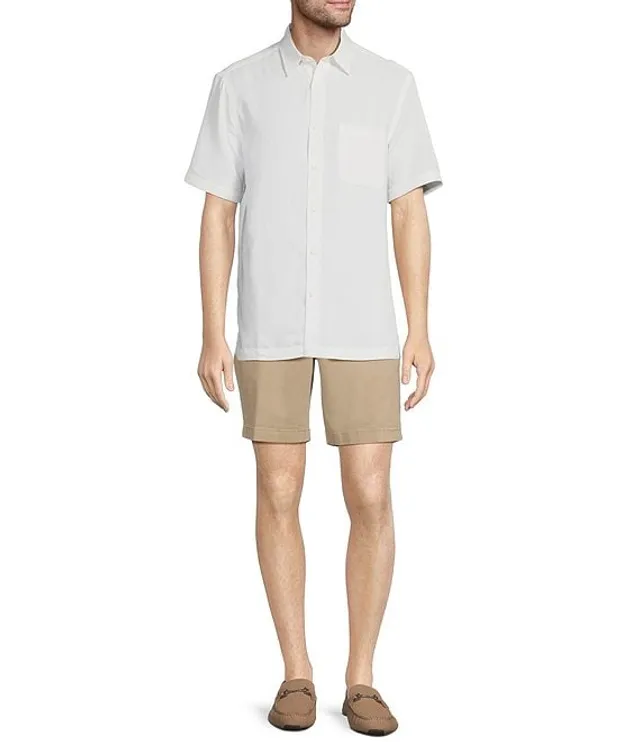 Roundtree & Yorke Short Sleeve Solid Jacquard Sport Shirt