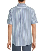 Roundtree & Yorke Short Sleeve Stripe Seersucker Sport Shirt
