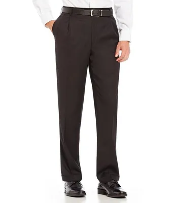 Roundtree & Yorke TravelSmart Luxury Gabardine Ultimate Comfort Classic Fit Non-Iron Pleated-Front Dress Pants