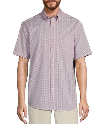 Roundtree & Yorke TravelSmart Easy Care Short Sleeve Small Checked Sport Shirt